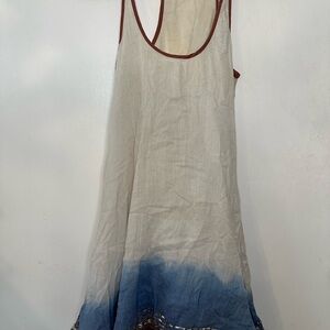 Free People Cream and Blue Tunic